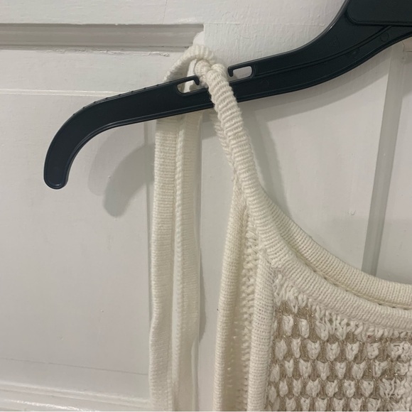 By Anthropologie Elliotte Lurex Sweater Tank Tie Strap Neutral Metallic Size XL - Picture 8 of 13